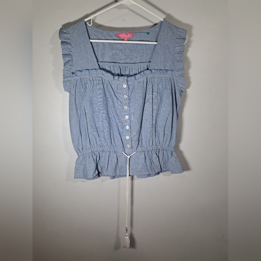 Simply Southern Blue Sleeveless Top Medium